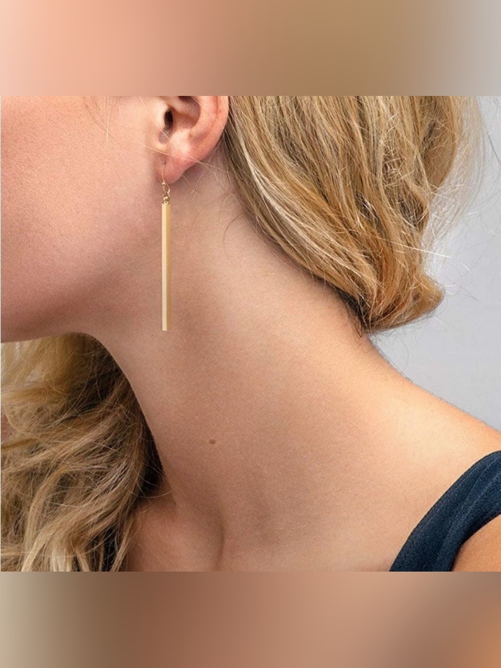 18k Gold Plated Bar Drop Earrings